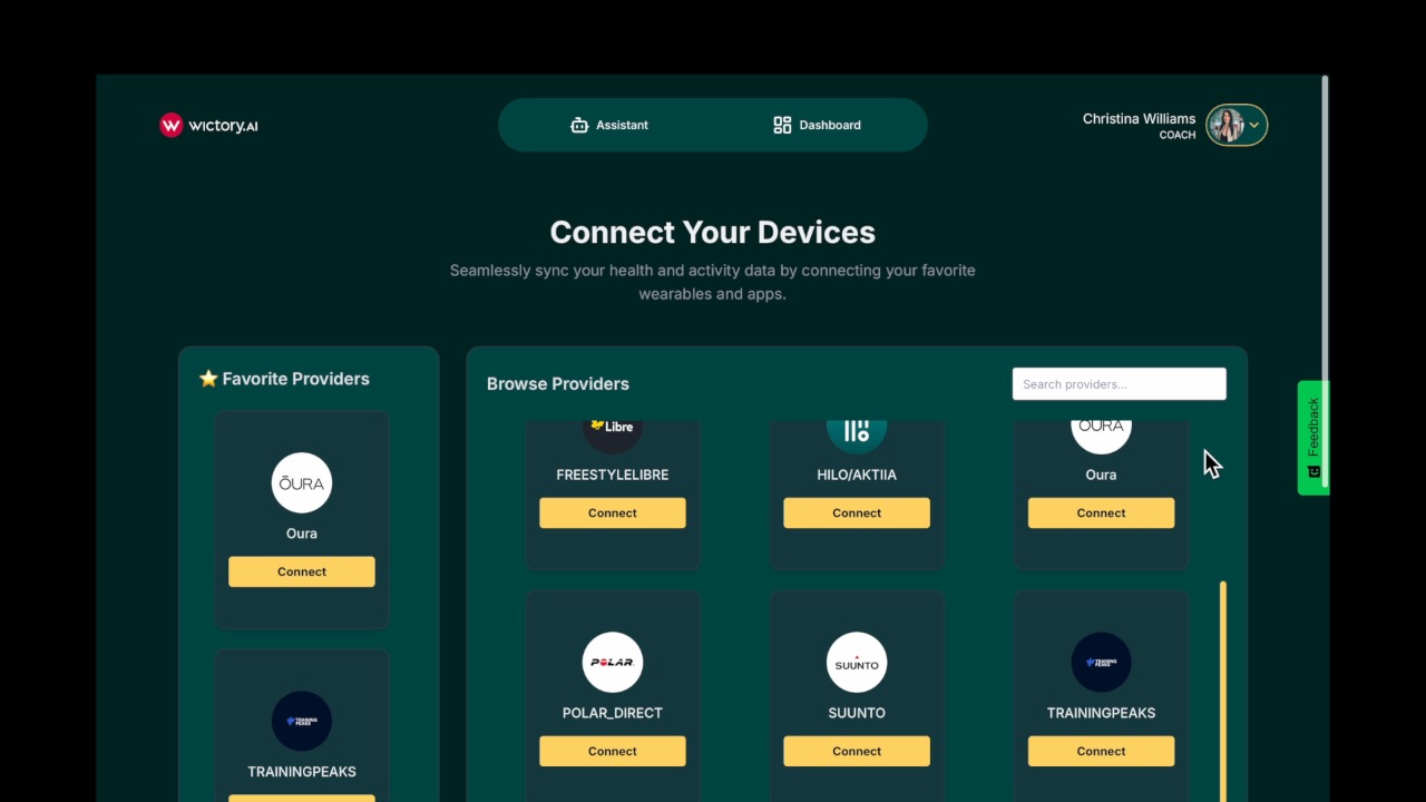 The Wictory platform dashboard