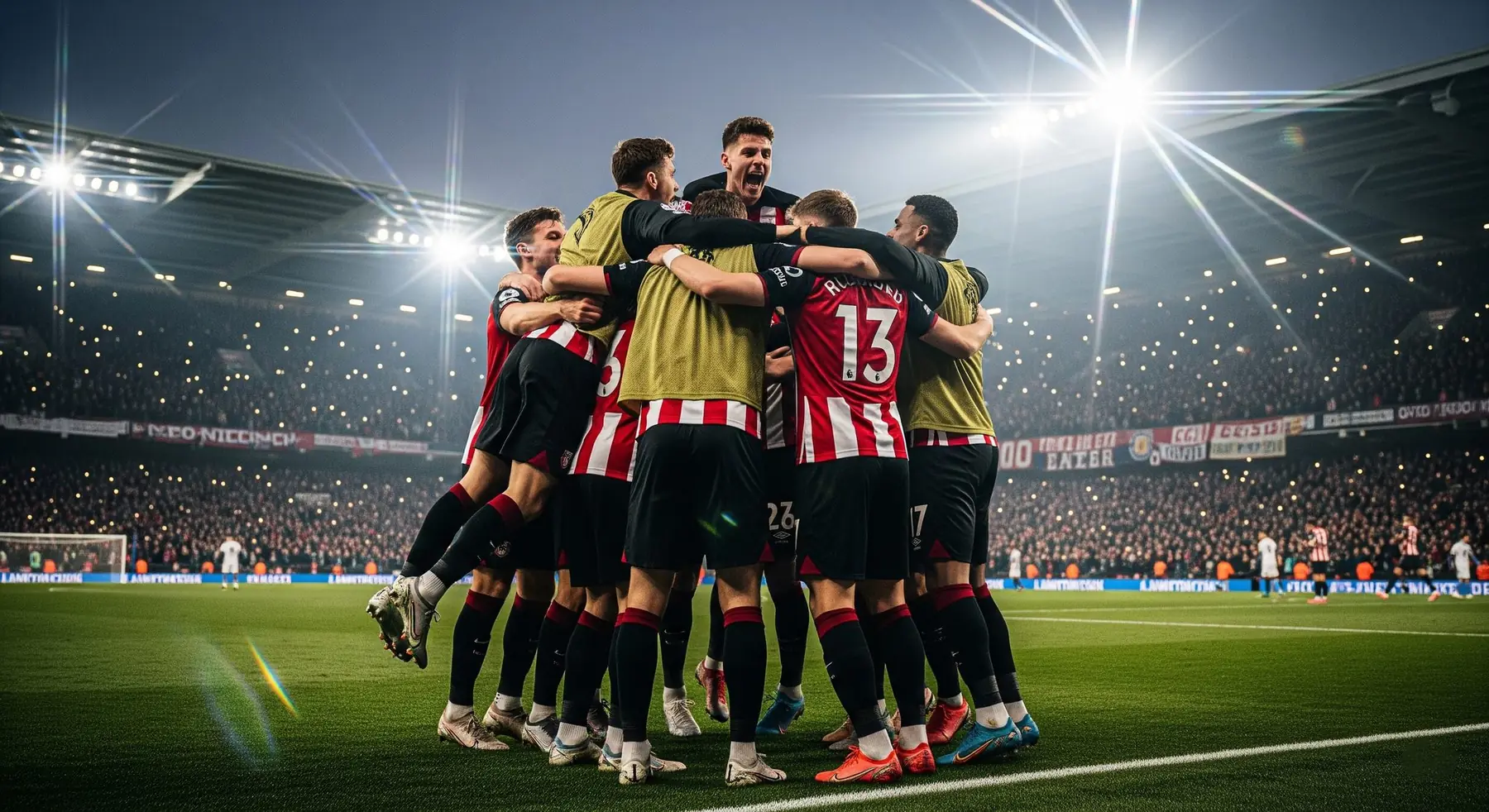 Soccer team celebrating a win