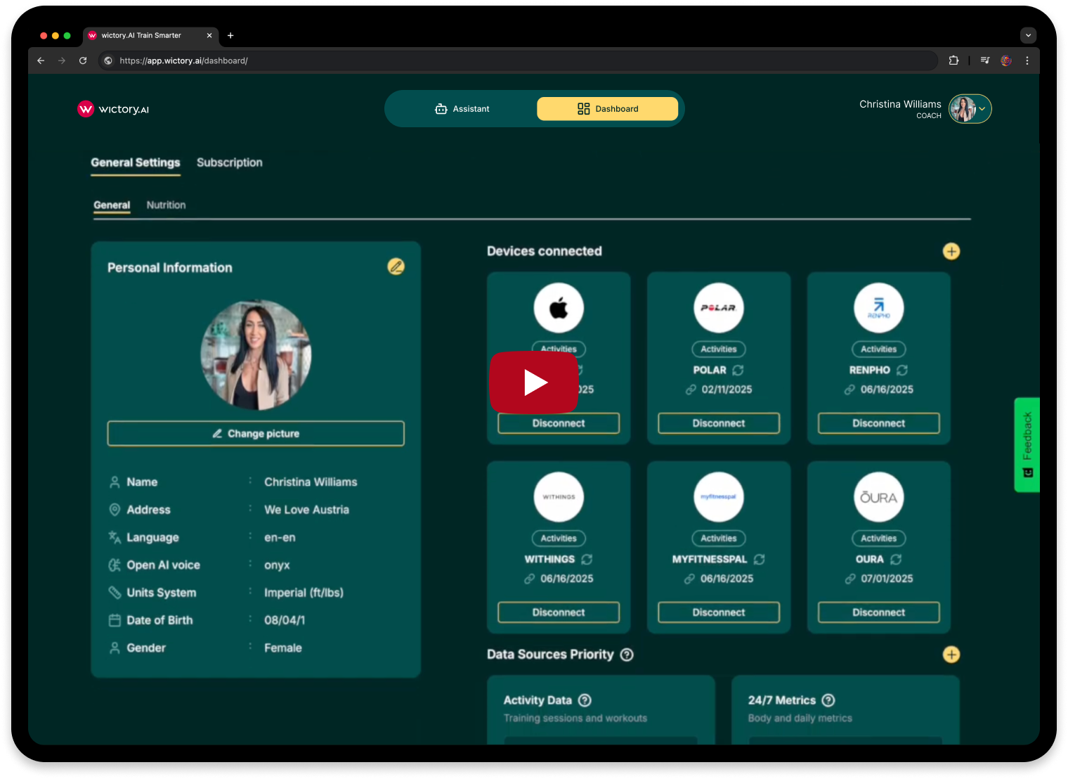Connecting devices to Wictory